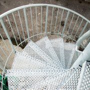 outside spiral staircase with galvanised perforated steps