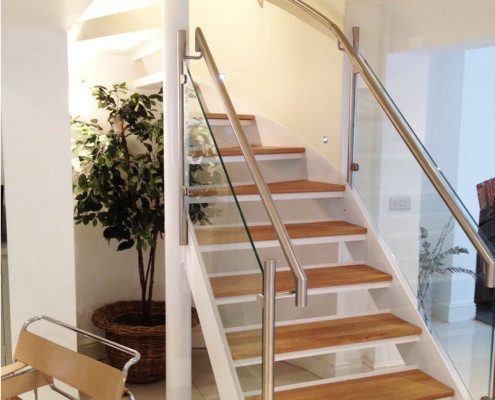 oak tread spiral stair with open risers