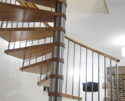tiled floor in home with oak treads and stainless steel spindles