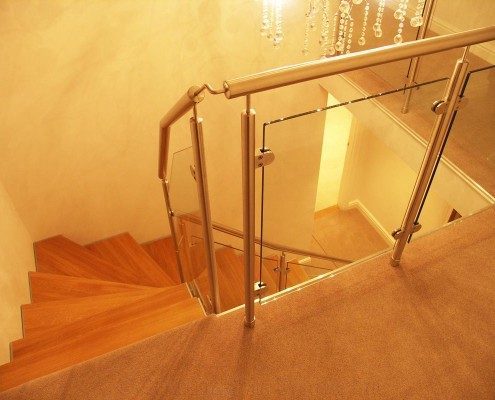 glass panels at the top of a stairwell