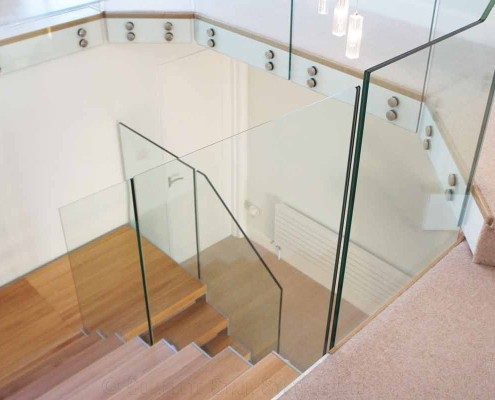 glass balustrade around a stairwell