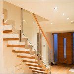 zig zag steel open staircase in a hallway