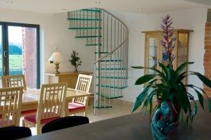 glass spiral in a kitchen dining area