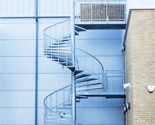 double flight external fire escape fully galvanised