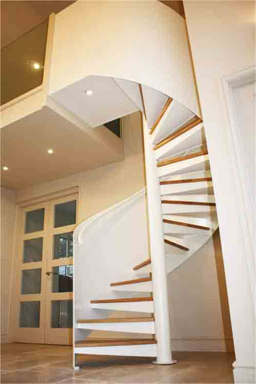 curved wall spiral staircase in white