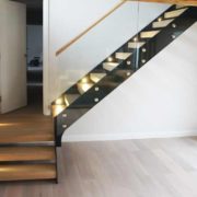 quarter turn oak stair with frameless glass balustrade