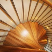 spiral stair with oak treads and stainless spindles