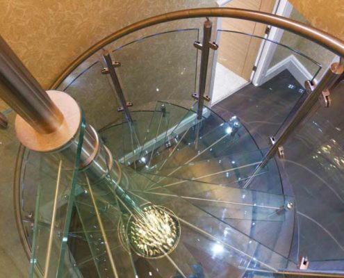 glass steps on a spiral staircase