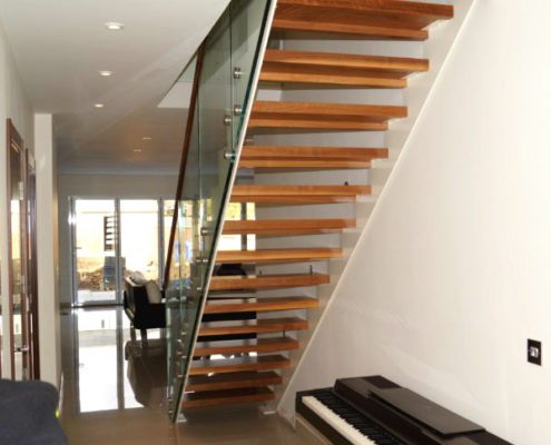 Modern timber tread straight flight stair