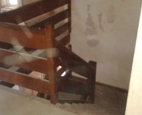 Top view of an older timber staircase before replacement