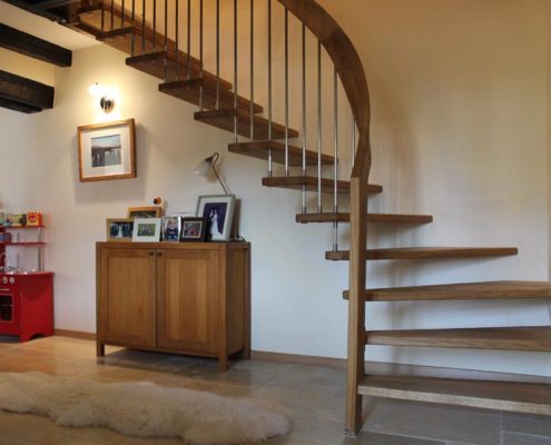 oak floating staircase oak floating and open stair in a house with large rug