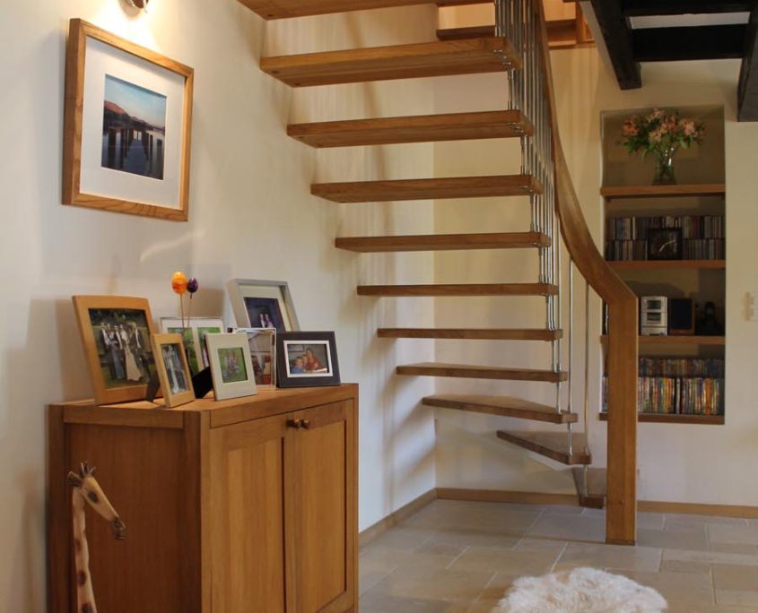 quarter turned oak open staircase