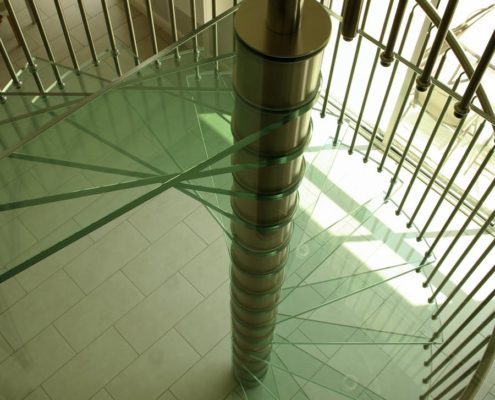 glass step spiral stair
