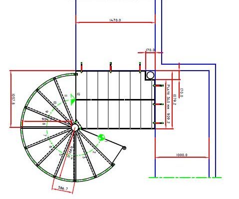 spiral stair and balcony plan drawing of a spiral stair and balcony