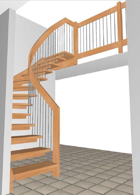 3-D view of a floating timber staircase