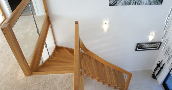 WF Floating Timber Staircase A top down view of a WF floating timber staircase in the New Forest