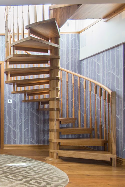 Oak treads and centre column spiral staircase