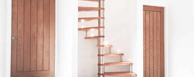 timber tread spiral in curved wall