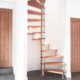 timber tread spiral in curved wall