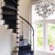 closed riser black spiral staircase with stainless steel column