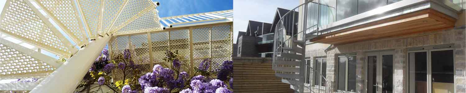 two spiral stairs with balcony