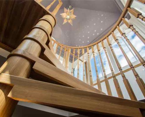 spiral stair with oak treads, centre column and spindles