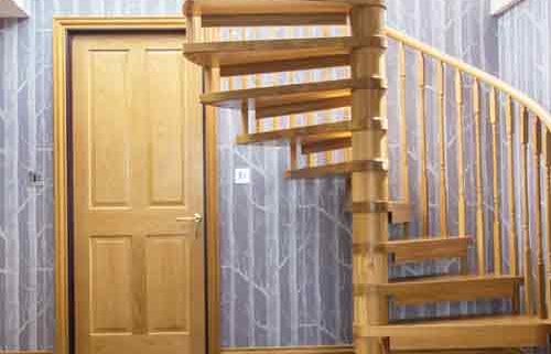 all wood spiral stair in a house