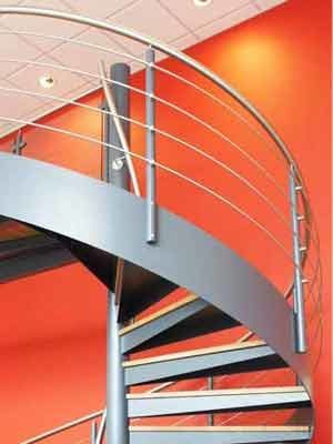 spiral staircase with Stainless-Steel-Horizontal-Rails