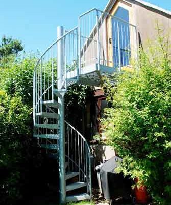steel galvanised spiral leading to building