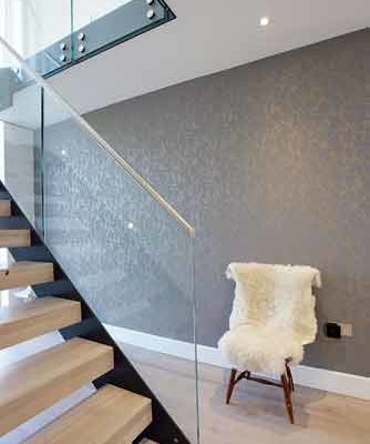 bottom part of glass balustrade on a staircase