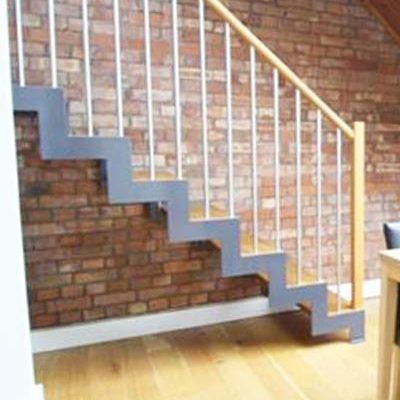 Vertical-Steel-Spindles Vertical Steel Spindles on a straight flight staircase