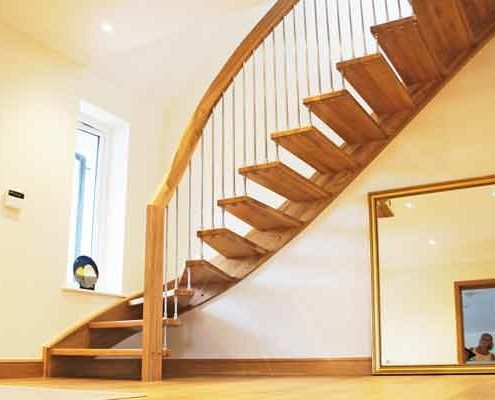 floating timber staircase in oak with open risers
