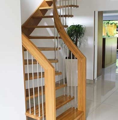 wooden stair with open risers