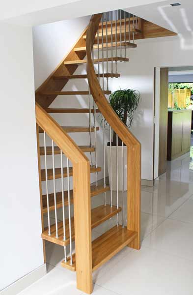 wooden stair with open risers