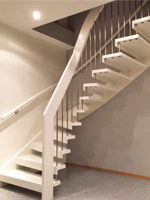 quarter turn stair in very light timber and open risers