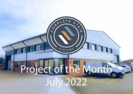 project of the month visual with office building and company logo