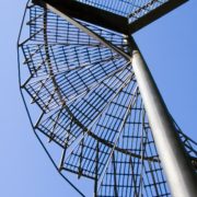 Spiral,Staircase,To,Platform,And,Blue,Sky
