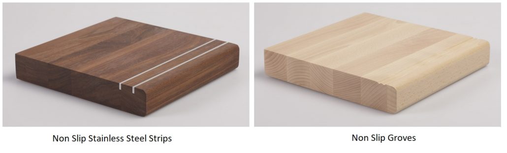 block of walnut and beech to show the non slip options