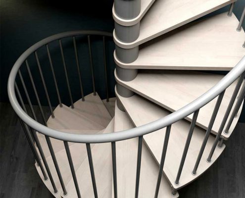 Loft-Spiral-Staircases with light wooden steps