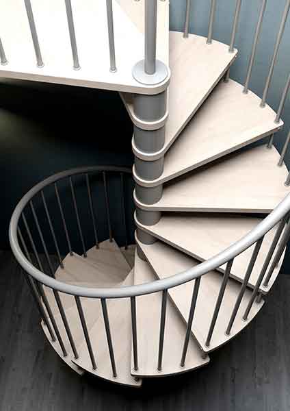 looking down on the C20 kit spiral wooden treads