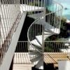 outside view of external spiral ascending to mezzanine level