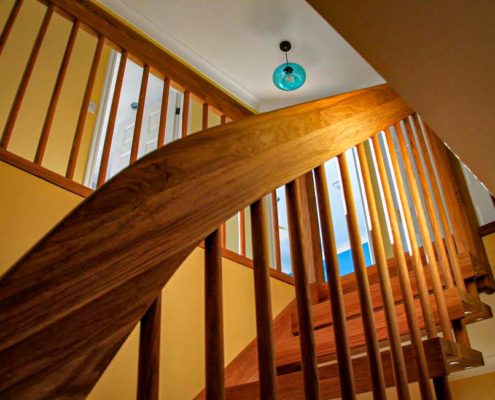 handrail of WF floating timber handrail close up