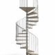 C20 Spiral Staircase render with light timber steps and white steelwork with a white background