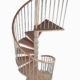 C20 Spiral Staircase render with timber steps and light grey steelwork with a white background