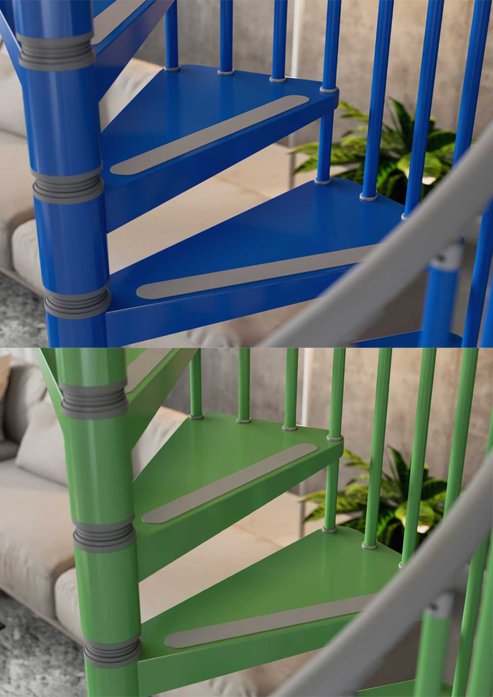Gamia Steel Spiral Stair blue and green