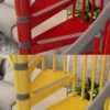 Gamia Steel Spiral Stair red and yellow
