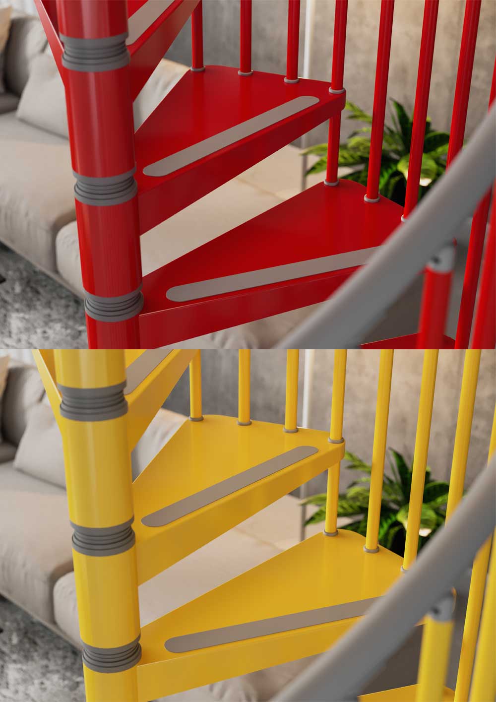 Gamia Steel Spiral Stair red and yellow