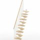 Mini straight flight render with light timber treads and white steel - a white background