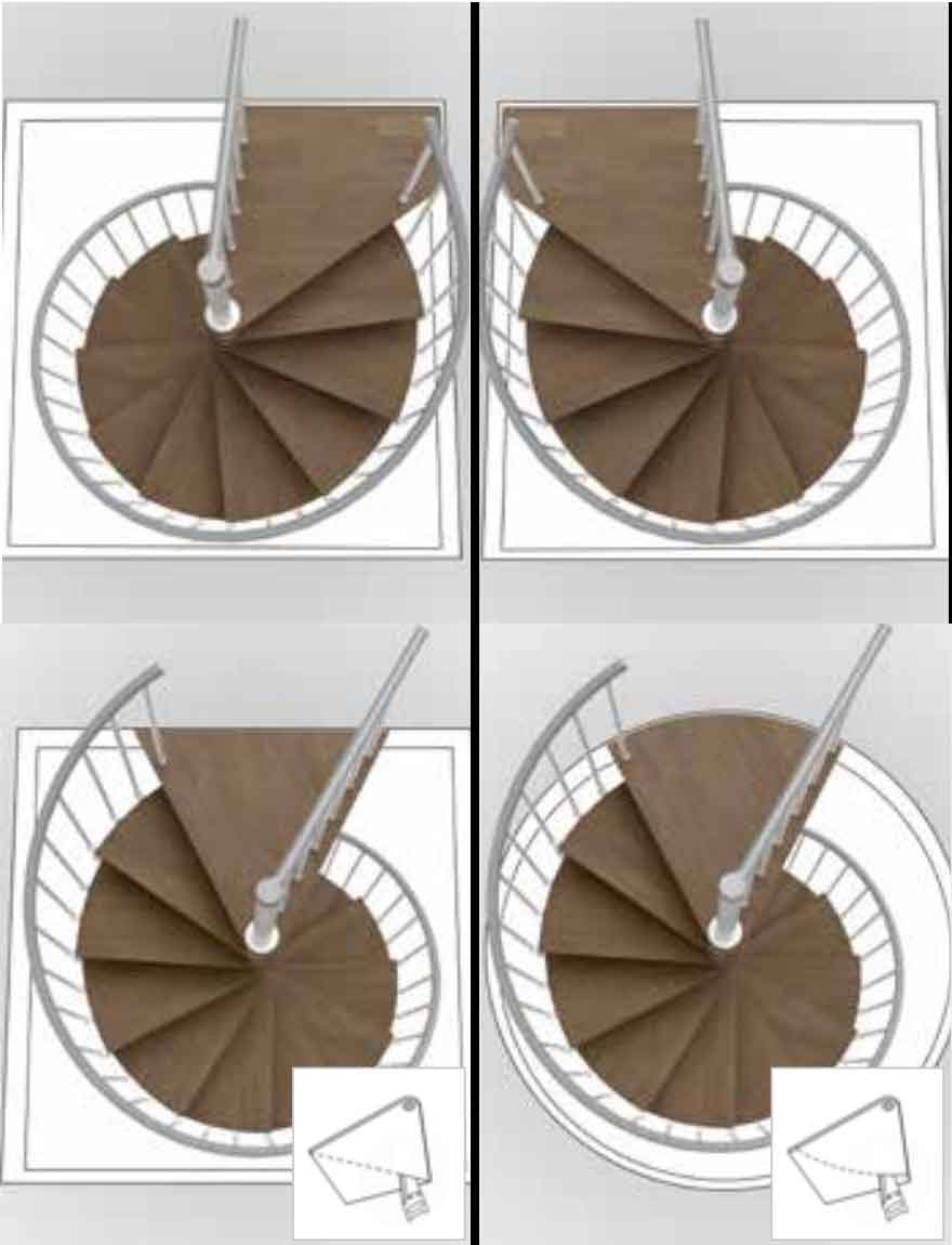 plan image showing platform shapes of Phola spiral stair