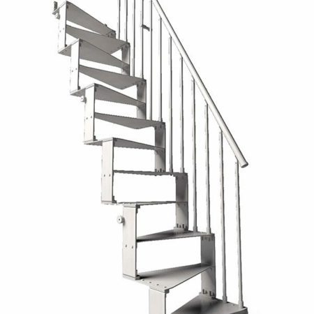 white render of a space saving stair with a white rear